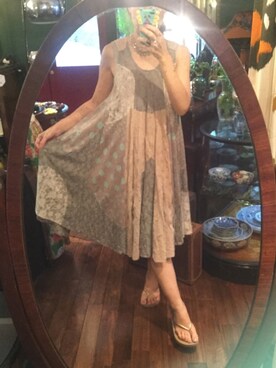 「gomme（ゴム）のアイテム（ワンピース/ドレス）」を使った、junkoさん（レディース・159cm）の夏コーディネート