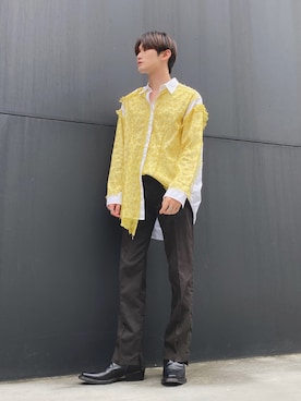 「DHOLIC（ディーホリック）のアイテム（スラックス）」を使った、Layさん（メンズ・173cm）の夏コーディネート