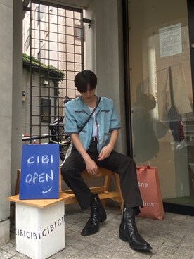 「DHOLIC（ディーホリック）のアイテム（スラックス）」を使った、Layさん（メンズ・173cm）の夏コーディネート