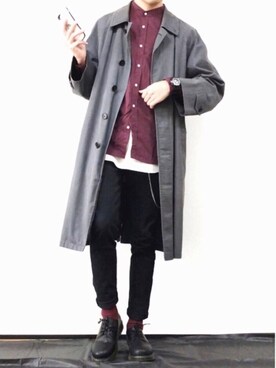 「レイヤードstyle」｜「アイテム（財布/小物）」を使った、ゆーきさん（メンズ・175cm）の冬コーディネート