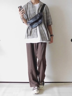 「Urcarol（ウルカロール）のUrcarol ハイカットキャンバススニーカー（スニーカー）」を使った、ゆーきさん（メンズ・174cm）の秋コーディネート