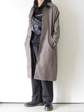 「アイテム（ステンカラーコート）」を使った、ゆーきさん（メンズ・174cm・20代）の秋コーディネート