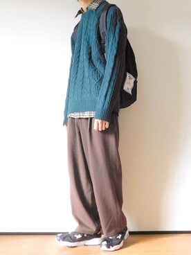 ゆーきさんの「オーバーサイズアラン編みクルーネックケーブルニットセーター」を使ったコーディネート