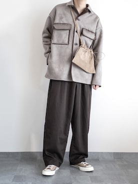 「巾着バッグ」｜「アイテム（その他アウター）」を使った、ゆーきさん（メンズ・174cm）の冬コーディネート