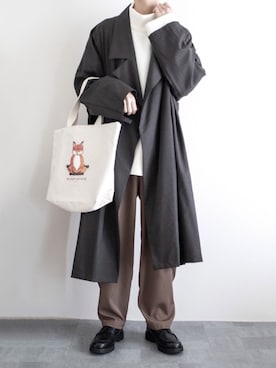 「my beautiful landlet（マイビューティフルランドレット）のアイテム（トレンチコート）」を使った、ゆーきさん（メンズ・174cm）の冬コーディネート
