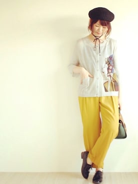 「キイロ」｜sawa alamodeさん（レディース・158cm）の夏コーディネート