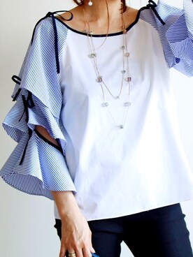 「フレアスリーブ」｜sawa alamodeさん（レディース・163cm）の夏コーディネート