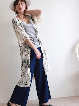 「ロングカーディガン」｜sawa alamodeさん（レディース・165cm）の春コーディネート