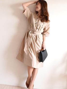 「アースカラー」｜「アイテム（ワンピース/ドレス）」を使った、sawa alamodeさん（レディース・157cm）の春コーディネート