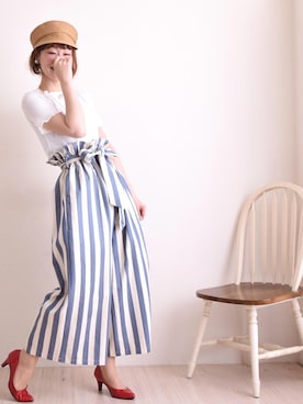 「マリン」｜sawa alamodeさん（レディース・165cm）の夏コーディネート