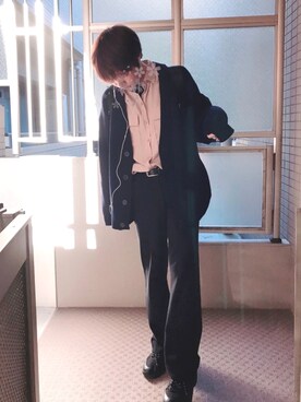 「アイテム（カーディガン/ボレロ）」を使った、yuさん（メンズ・166cm）の春コーディネート