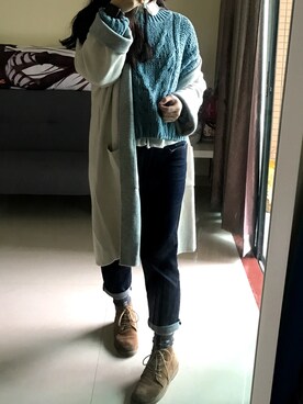 「GAP（ギャップ）のアイテム（ノーカラージャケット）」を使った、咩咩Sayuriさん（レディース・163cm）の春コーディネート