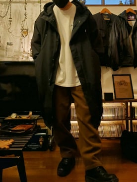 「ニコアンド」｜「アイテム（モッズコート）」を使った、acemuさん（メンズ・169cm）の秋コーディネート