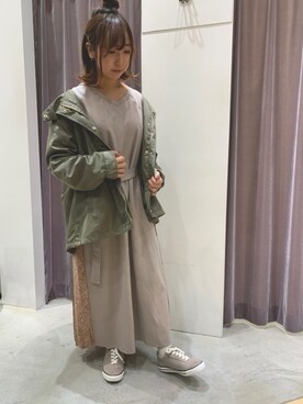 「Te chichi TERRASSE（テチチテラス）のアイテム（マウンテンパーカー）」を使った、きたはらさん（レディース・148cm）の冬コーディネート