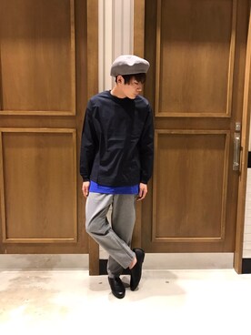 「RAGEBLUE（レイジブルー）のアイテム（ハンチング/ベレー帽）」を使った、矢部さん（メンズ・170cm）の春コーディネート