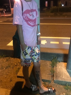 「JOYRICH（ジョイリッチ）のProgressive Color Block Tote Bag（トートバッグ、グリーン系）」を使った、Homare kanefukuさん（メンズ・174cm）の夏コーディネート