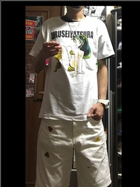 「no brand（ノーブランド）のアイテム（Tシャツ/カットソー、ホワイト系）」を使った、Homare kanefukuさん（メンズ・174cm）の夏コーディネート