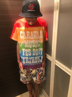 「JOYRICH（ジョイリッチ）のHello My Name Is Shorts（その他パンツ、その他）」を使った、Homare kanefukuさん（メンズ・174cm）の秋コーディネート