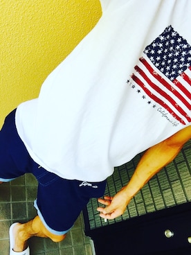 「NIKE（ナイキ）のアイテム（ビーチサンダル）」を使った、KKさん（メンズ・174cm）の夏コーディネート