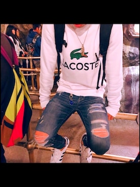 「LACOSTE」｜「アイテム（財布/小物）」を使った、KKさん（メンズ・174cm）の秋コーディネート