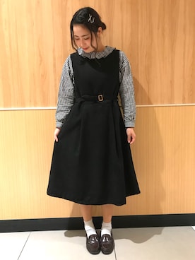 「Agreable（アグレアーブル）のアイテム（オールインワン・サロペット）」を使った、ゆずさん（レディース・150cm）の秋コーディネート