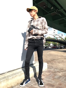 「韓国風コーデ」｜「アイテム（キャップ）」を使った、リョへさん（メンズ・180cm）の秋コーディネート