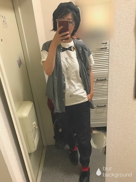 「グラニフ」｜「アイテム（ハンチング/ベレー帽）」を使った、たまちさん（レディース・153cm）の夏コーディネート