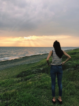 「Daniel Wellington（ダニエルウェリントン）の【Daniel Wellington】レザーバンド３６ＭＭ（アナログ腕時計）」を使った、natsuさん（レディース・165cm）の夏コーディネート