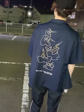 「マークゴンザレスのアイテム（シャツ/ブラウス、ブルー系）」を使った、Mar_c_さん（メンズ・170cm）の夏コーディネート