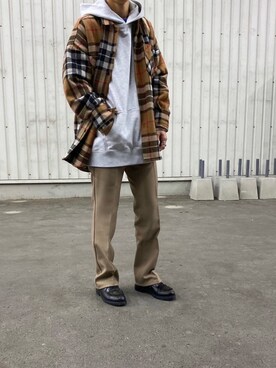 「Wrangler（ラングラー）の▽Wrangler/ラングラー WRANCHER DRESS JEANS/ランチャー ドレスジーンズ（その他パンツ、ベージュ系）」を使った、Mar_c_さん（メンズ・170cm）の冬コーディネート