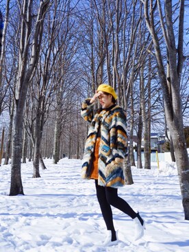 「Sam Edelman（サムエデルマン）のアイテム（ブーツ）」を使った、丝摩木易さん（レディース・157cm）の冬コーディネート