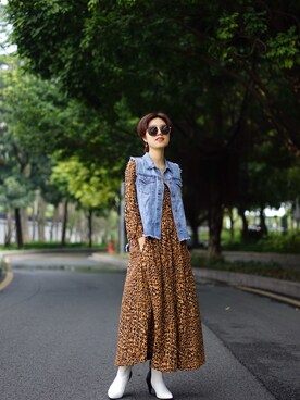 「Sam Edelman（サムエデルマン）のアイテム（ブーツ）」を使った、丝摩木易さん（レディース・157cm）の冬コーディネート