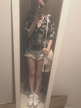 「黒×デニム」｜hamiさん（レディース・159cm）の夏コーディネート