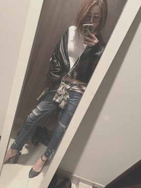 「アイテム（MA-1）」を使った、hamiさん（レディース・159cm・20代）の春コーディネート