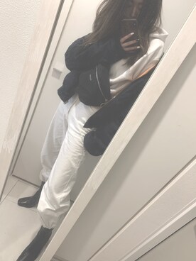 「ブーツイン」｜「アイテム（MA-1）」を使った、hamiさん（レディース・158cm）の冬コーディネート