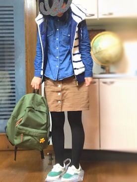 「ROXY（ロキシー）のアイテム（その他アウター）」を使った、mknさん（レディース・164cm）の春コーディネート