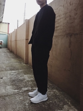「adidas（アディダス）のアイテム（スニーカー、ホワイト系）」を使った、hsc.kiさん（163cm）の冬コーディネート