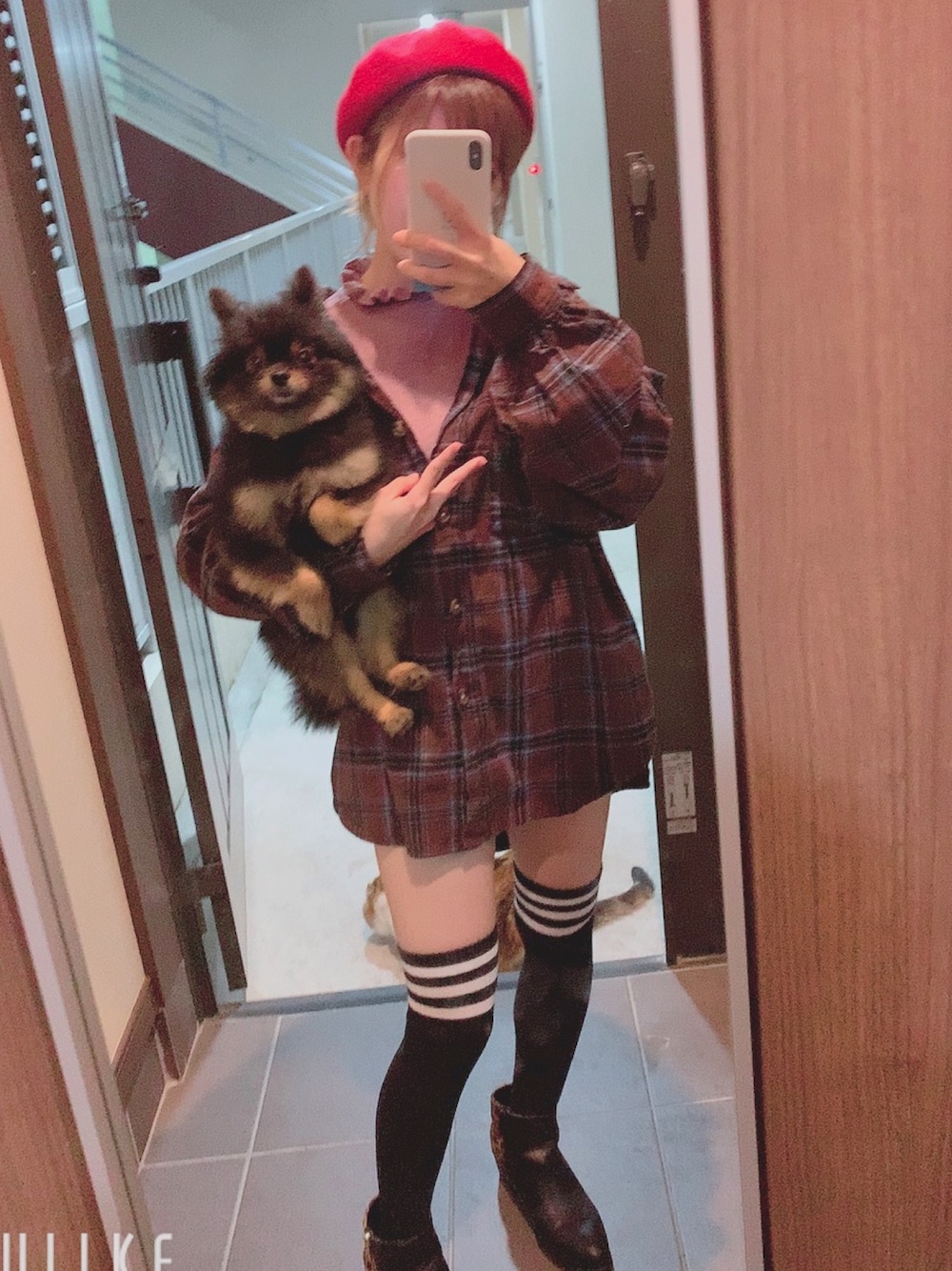 「クリスマス、冬、プチプラコーデ、ビッグシルエット、低身長コーデ、ootd、ブラウン」｜「WEGOのWEGO/BIGポケットチェックオーバーシャツ（シャツ/ブラウス、ブラウン系）」を使った、ゆきちさん（レディース・149cm）の冬コーディネートの1枚目の写真