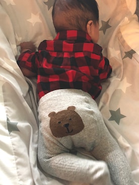 「アイテム（ロンパース、レッド系）」を使った、Gaさん（キッズ・60cm）の冬コーディネート