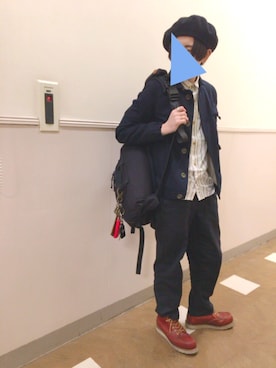 「go slow caravan（ゴースローキャラバン）のアイテム（カバーオール）」を使った、kogさん（レディース・160cm）の冬コーディネート