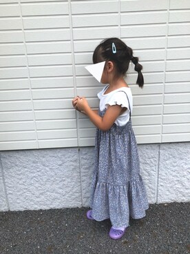 「pairmanon（ペアマノン）のアイテム（ジャンパースカート）」を使った、po-nさん（キッズ・110cm）の夏コーディネート