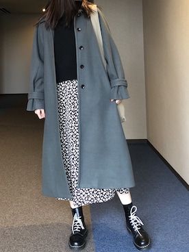 「FREE'S MART（フリーズマート）のアイテム（ステンカラーコート）」を使った、u_tanさん（レディース・168cm）の冬コーディネート