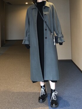 「FREE'S MART（フリーズマート）のアイテム（ステンカラーコート）」を使った、u_tanさん（レディース・168cm）の冬コーディネート