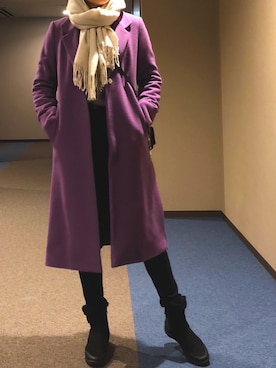 「GLOBAL WORK（グローバルワーク）のマシュマロタッチスタンドプルオーバー/834499（ニット/セーター）」を使った、u_tanさん（レディース・168cm）の冬コーディネート