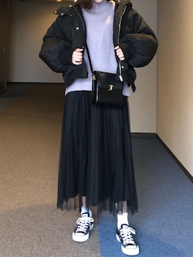 「GLOBAL WORK（グローバルワーク）のマシュマロタッチスタンドプルオーバー/834499（ニット/セーター）」を使った、u_tanさん（レディース・168cm）の冬コーディネート