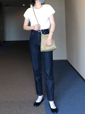 「URBAN RESEARCH DOORS（アーバンリサーチドアーズ）のハイライズデニムパンツ（デニムパンツ）」を使った、u_tanさん（レディース・168cm）の夏コーディネート