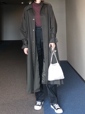 「JEANASIS（ジーナシス）のアイテム（ステンカラーコート）」を使った、u_tanさん（レディース・168cm）の秋コーディネート
