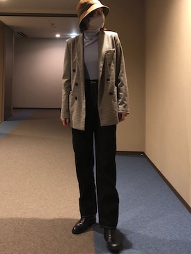 「UNIQLO（ユニクロ）のエクストラファインメリノリブタートルネックセーター（長袖）（ニット/セーター）」を使った、u_tanさん（レディース・168cm）の秋コーディネート