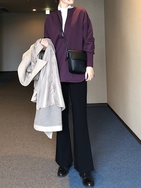 「キーネック」｜「アイテム（スウェット）」を使った、u_tanさん（レディース・168cm）の冬コーディネート