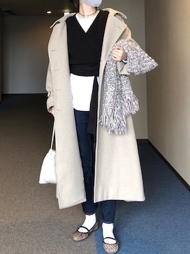 「URBAN RESEARCH DOORS（アーバンリサーチドアーズ）のハイライズデニムパンツ（デニムパンツ）」を使った、u_tanさん（レディース・168cm）の冬コーディネート